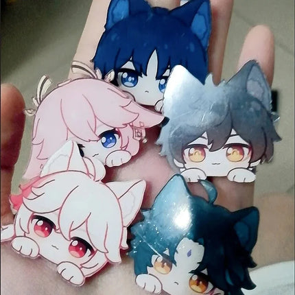 Game Impact Fontaine Neuvillette Wriothesley Rabbit Ears Small Hands Acrylic Badge Backpack Button Brooch Accessories Gifts