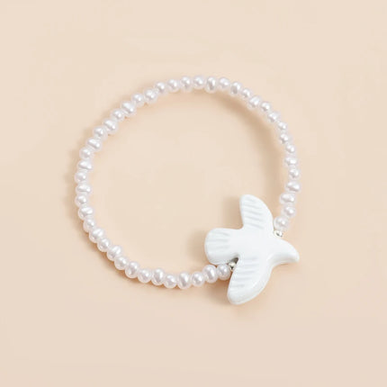 Peace Dove Drop Earrings Necklace Bracelet for Women Exquisite Bird Irregular Crystal Beaded Pendant Necklace Versatile Jewelry