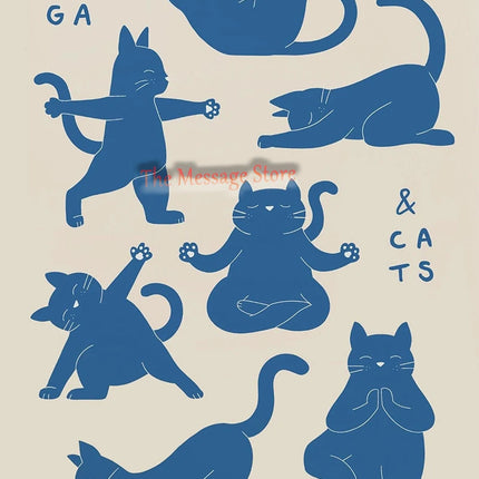 Funny Cats Cartoon Minimalist Drawing Lazy Cat in Bed Cozy Bedroom Pets Lovers Poster Canvas Painting Wall Pictures Home Decor