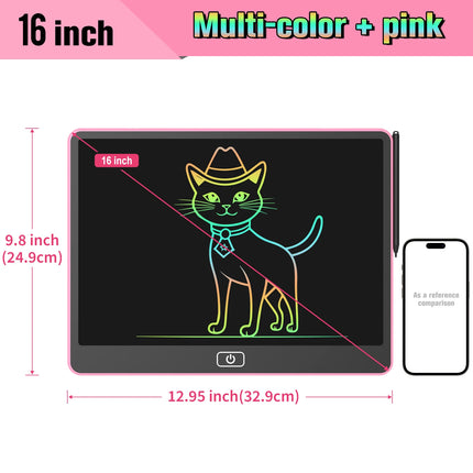 16-inch LCD Writing Board, Colorful Electronic Drawing Pad for Kids, Reusable Portable Writing Tablet, Perfect Educational Toys