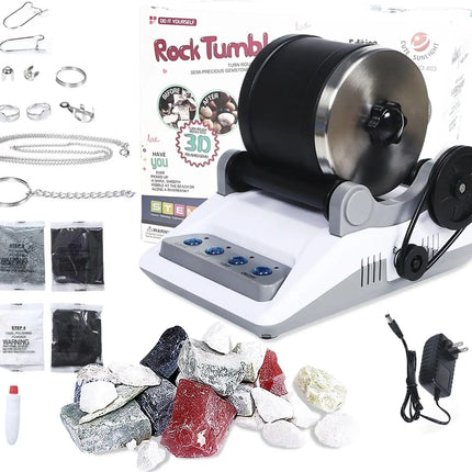 Rock Tumbler Kit, Rock Polisher Tumbler for Kids & Adults,Includes 2 Belts, Bag of Rough Stones,4 Stages of Polishing Grits: Coa