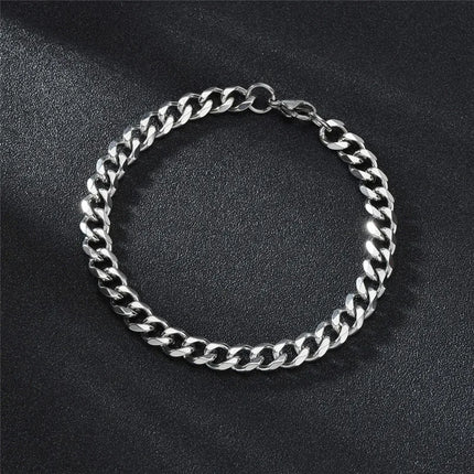 LETAPI Fashion Stainless Steel Curb Cuban Chain Bracelet for Men Women Hip Hop Couple Unisex Wrist Hand Jewelry Gift Party