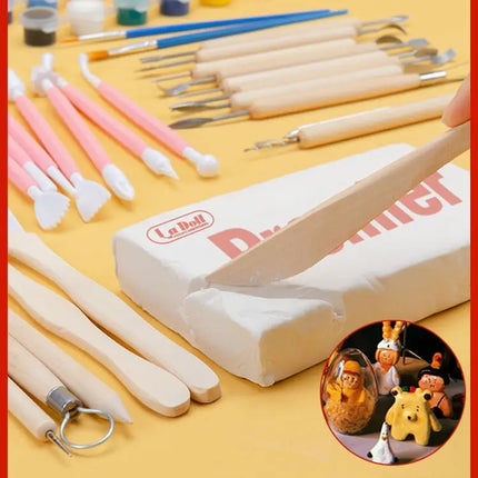 Air Dry Clay and Sculpturing Tool Children's Modeling Clay Plasticine Toy Polymer Clay for Model Craft Clay Slime Doll Figure