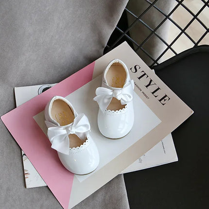 Toddlers Girls Shoes Children's Flats PU Patent Leather Kids Dress Shoes Soft Cute Princess Sweet With Butterfly-knot Bowtie New