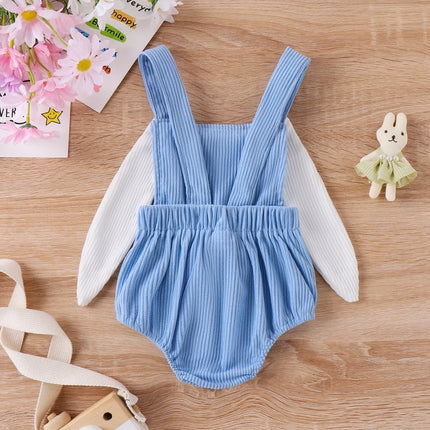 Baby Girls Boys Rompers Rabbit Embroidery Bunny Ears Straps Sleeveless Bodysuits Summer Casual Easter Clothes
