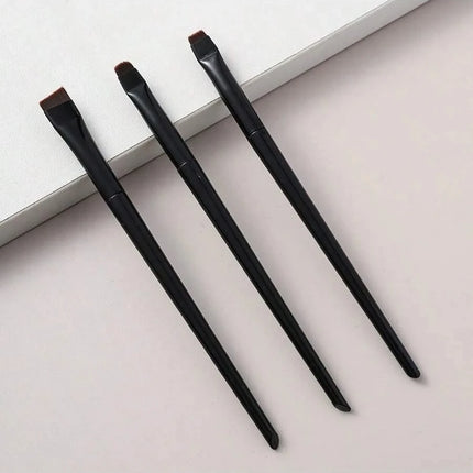 3Pcs Angled Eyeliner Brush Set - Micro-Fine Tip for Brows & Cut Crease, Vegan Professional Makeup Brushes (Studio Quality)