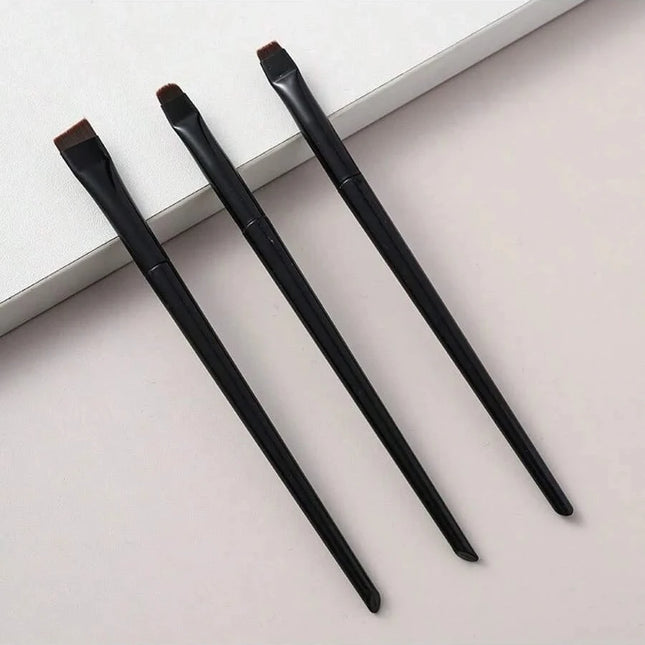 3Pcs Angled Eyeliner Brush Set - Micro-Fine Tip for Brows & Cut Crease, Vegan Professional Makeup Brushes (Studio Quality)