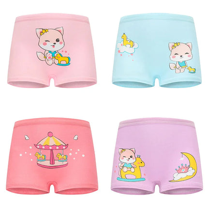 1/4/8/12 Pcs Children Girls Panties Sets Cotton Pretty Cute Cartoon Unicorn Print Child Underwear for Girl Kid Boxer Breathable
