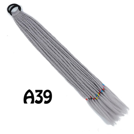 Synthetic Gradient Color Dirty Braided Ponytail Extensions With Elastic Band 24" Rainbow Braid Pony Tail Hairpiece For Girl