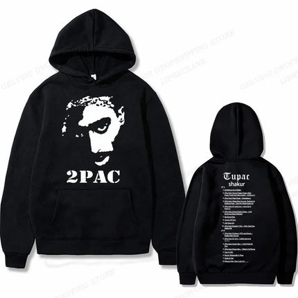 Tupac 2pac Graphic Hoodie Men Clothing Fashion Oversized Hip Hop Comfortable Autumn Winter Sweatshirt Male Casual Fleece Hoodies