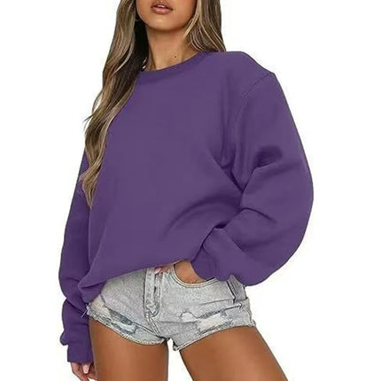 Spring Autumn Women's sweatshirt daily Casual Pullover Solid Color Sportswear comfort O-Neck Tops Loose long sleeve sweatshirt