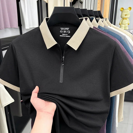 2026 New Men's Quarter Zip Polo Shirt Cool Breathable Fabric Short Sleeve Top For Office And Daily Activities
