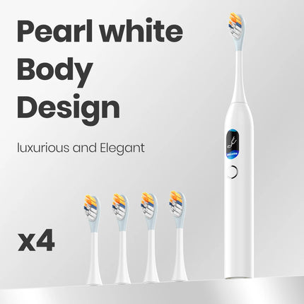 Dr.Yadent Sonic Vibration Sweeping Electric Toothbrush LED Monitor 5 Modes Airplane Mode for Travel Silicone Coated Brush Head