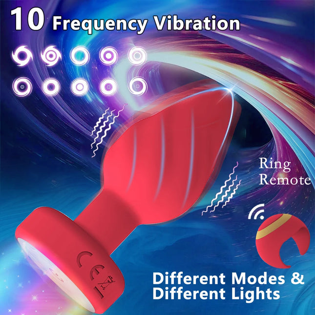 Luminous Anal Plug Vibrators Ring Remote Control Prostate Massager Vaginal Butt Plug Stimulator Adult Couples Sex Toys for Women