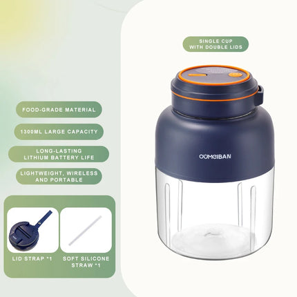 1300ml Wireless Juicer Cup 38-blade Rechargeable Juicer With Ice Crushing Portable Travel Juicer For Shake Fruits Vegetables