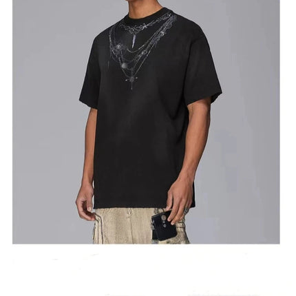 Summer New High Street Youth Short Sleeve Pullovers Top O-neck Print Loose Plus Size Trend T Shirts Fashion Casual Men Clothing