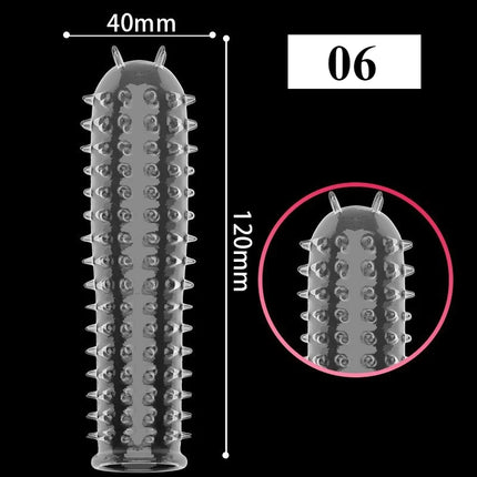 1PCS Transparent Penis Covers Extender Men's Crystal Wolf Tooth Condoms Finger Cock Ring Adult Sex Toys For Male Penis Sleeve