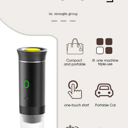 Wireless Electric Portable Espresso Coffee Machine for Car & Home Camping Coffee Maker 3-in-1 Capsule Powder Travel Coffee Maker