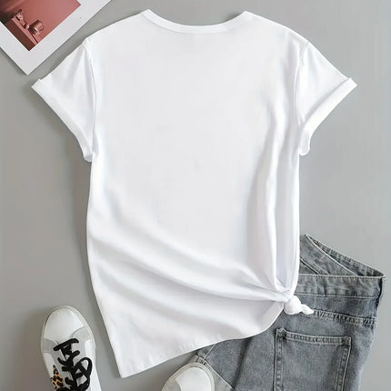 Cute Bear Print T-shirt Short Sleeve Crew Neck Casual Top For Summer & Spring Women's Clothing T Shirt Female Tops Streetwear