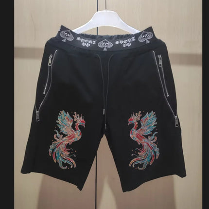 2025 new Sweatpants Track Pants Men Slim Fit Workout Trousers Male Multi-pocket Casual Rhinestones Pants  Design Sportswear