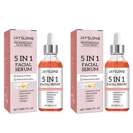 Jaysuing 5 In 1 Hyaluronic Acid Face Serum 30ml Moisturizing Vitamin C Collagen Lightning Facial Serum Shrink Pores Skin Care