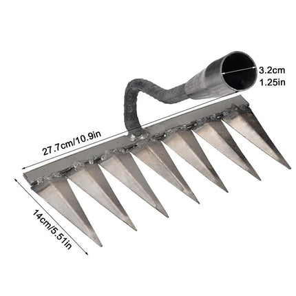 4-7 Teeth Iron Gardening Hoe Weeding Rake Farm Tool Grasping Raking Loosening Soil Nail Rake Tool Artifact Harrow Farm Tools