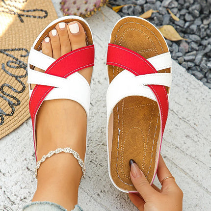 Heels Women's Sandals Mix Color Summer Shoes For Woman Sandals Slip On Wedge Heels Slippers Summer Sandals Beach Shoes Women