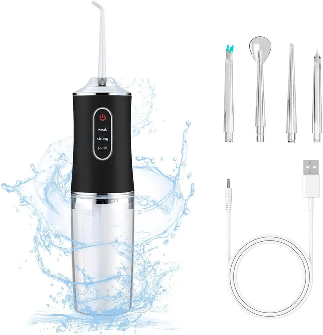 Electric Water Flosser for Teeth Cordless 3 Modes 4 Jet Tips Cleaning and Flossing Water Dental Floss Irrigator Portable Travel