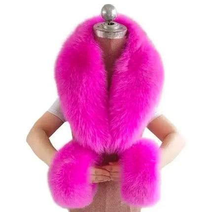 Winter Natural Fox Fur Scarf And Cuff Set Women Jacket Fur Collar Authentic Neck Warm Scarves Luxury Fluffy Fox Fur Shawl