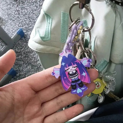 Anime Panty Stocking with Garterbelt Stocking Panty Cosplay Keychain Kawaii Acrylic Pendant Keyring Key Chain Bag Accessories