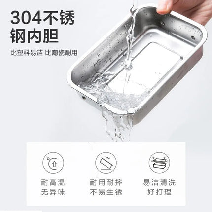 Bear Portable Electric Lunch Box Small Heating Lunch Box Stainless Steel Insulated Lunch Box Electric Rice Cooker 1.2L Capacity