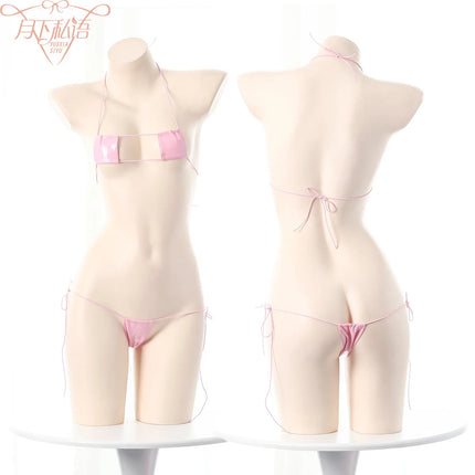 Sexy Three-Point Set Large Size Polyester Skin-Tight Bikini Set Dead Sea Water Leather Fabric Underwear Set for Women