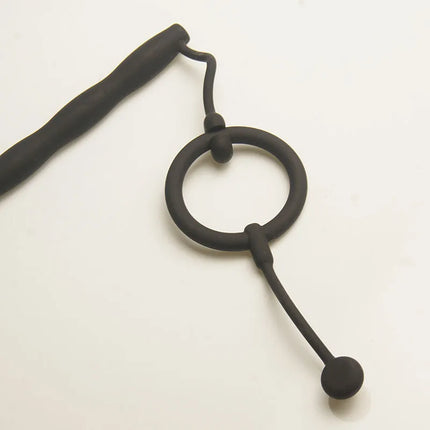 Silicone Glans Ring with Flexible Penis Plug,Hollow Urethra Urethral Catheter Dilator Sounding Rod,Sex Toys for Men