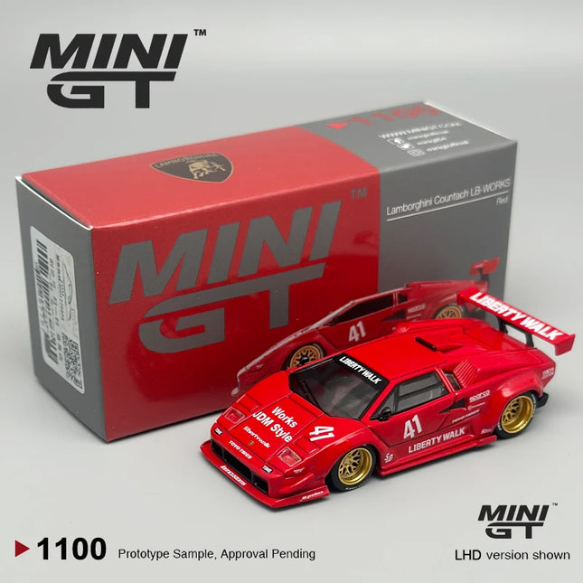 MINIGT 1:64 Lamborghini Countach LB-WORKS Red MGT Alloy Car Model 1100