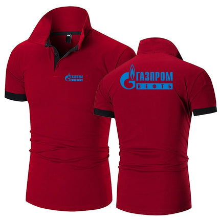 2023 Russia Gazprom Cotton Polo Shirts For Men Casual Solid Color Slim Fit Polos New Summer Fashion Brand Tops Clothing