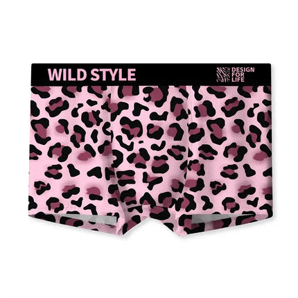 MAIMENG Men's Underwear Sexy Leopard Pattern Ice Silk Panties Comfortable Cool Breathable Fashion Men Boxer Short Summer
