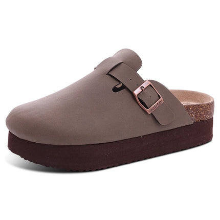 Kidmi New Women Clogs Men Clogs Suede Slippers Fashion Cork Footbed Leather Slippers Classic Mules Soft Antiskid House Slippers