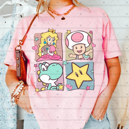 2026 Short Sleeve Tee Mario Princess Peach Girly Tee, Men Woman T-Shirts Gifts For Boyfriend Summer Tops Men Women T-Shirt