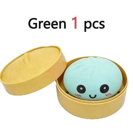 Squishes Stress Balls Fidget Sensory Toys Simulation Food Squishies Bun with Steamer Squeeze Dough Ball Gifts