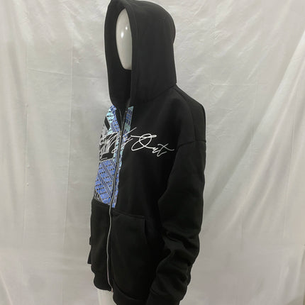 New Design Autumn/Winter Street Personalized Color blocked Letter Printed Loose Water Diamond Hoodie for Men and Women