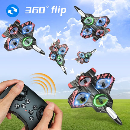 JCMO L101 RC Foam Airplane 2.4Ghz RC Fighter Stunt Tumbling Helicopter with LED Colored Lights Airplane Model Toy For Kids Gift