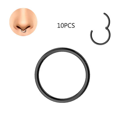 1/10pcs Wholesale Nose Ring Piercing G23  Titanium Clicker Ear Cartilage Earring Helix Septum Rings Body Jewelry Earrings Women