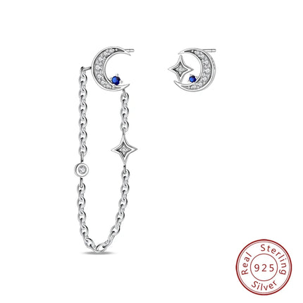 Real 925 Sterling Silver Star Earrings For Women Sparkling Zircon Ear Studs Luxury Fine Engagement Wedding Jewelry Gift For Girl