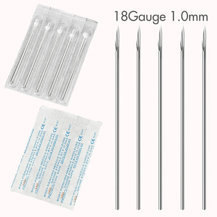 Disposable Sterile Body Piercing Needles Stainless Steel 0.8/1.0/1.2/1.6/2.0mm for Ear Nose Belly Tongue Eyebrow Piercer Tools