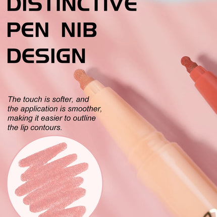 12 color matte liquid lipliner sponge gourd head fog surface bare color waterproof lip glaze red pen