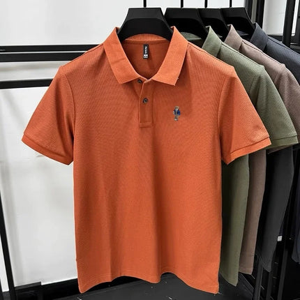 Summer high-quality cotton short-sleeved men's polo shirt, fashion brand, teddy bear embroidery, golf business casual T-shirt