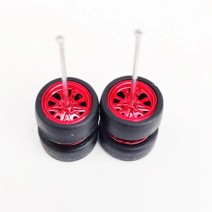 1/64 Mini Car Wheels 11mm Tires Tyres 1:64 Model Cars Rims Mirror Disc Claw Shape For Hot Wheel/Matchbox/Domeka