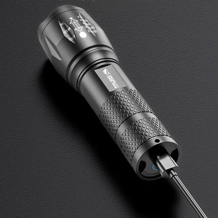 Portable LED Flashlight High Bright Mini Usb Rechargeable Light Telescopic Zoom 3Levels Light for Outdoor Camping Hiking Use