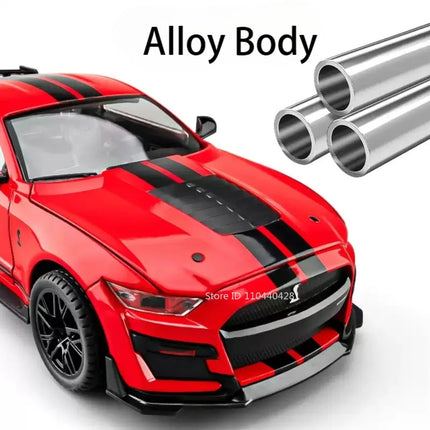 1:18 Mustang GT500 Accord Alloy Cars Diecast Models Toys 4 Doors Opened with Sound Light Pull Back Vehices Kids Birthday Present