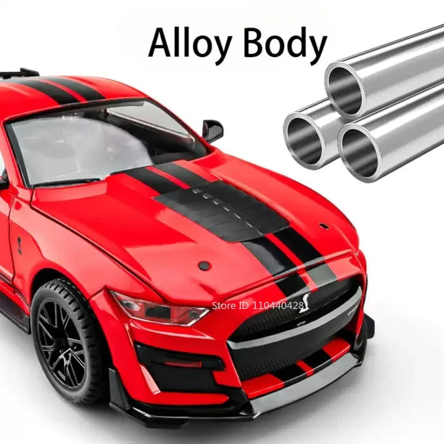 1:18 Mustang GT500 Accord Alloy Cars Diecast Models Toys 4 Doors Opened with Sound Light Pull Back Vehices Kids Birthday Present